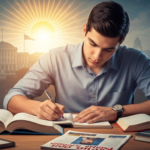 सरकारी नोकरीसाठी 'अत्यावश्यक आहे' ही बांधिलकी दाखवणारा अभ्यास करणारा विद्यार्थी. Student studying, showing commitment essential for government jobs.