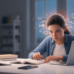 एकाग्रतेने अभ्यास करणारा विद्यार्थी शांत वातावरणात, मोबाईल डिस्ट्रॅक्शन टाळून. | A student doing concentrated study in a calm environment, avoiding mobile distractions.