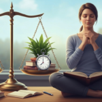 जीवन पुनर्विलोकन आणि जीवनातील संतुलन दर्शवणारे चित्र. अतिरेक टाळून आरोग्यदायी जीवनशैली कशी जपावी यावर विचारमंथन.