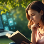 डिजिटल युगातील मानसिक शांततेसाठी वाचन संस्कृतीचे महत्त्व दर्शवणारे चित्र.