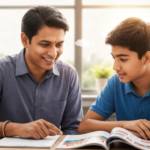 एक शिक्षक एक विद्यार्थी दत्तक योजनेतून विद्यार्थ्याला मार्गदर्शन करणारा शिक्षक, उज्ज्वल भविष्याची आशा दाखवतो. | A teacher guiding a student through the One Teacher One Student Adopted initiative, symbolizing hope for a bright future.