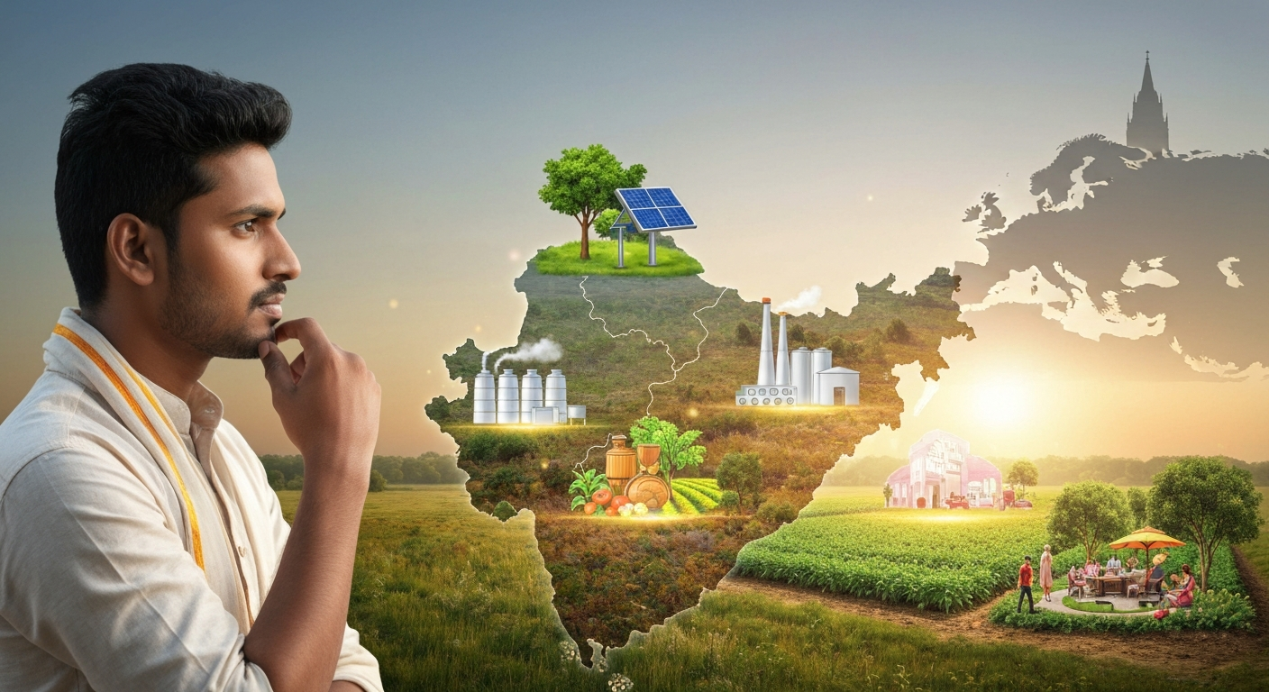 महाराष्ट्रात रोजगार निर्मितीसाठी स्थानिक उद्योगांना प्रोत्साहन देणारे दृश्य | A scene promoting local industries for job creation in Maharashtra.