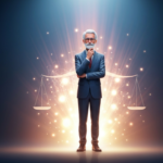 एका ज्ञानी व्यक्तीची प्रतिमा, जी सक्षमता आणि मूल्यांकन दर्शवते, सकारात्मकता आणि दूरदृष्टीचे प्रतीक.